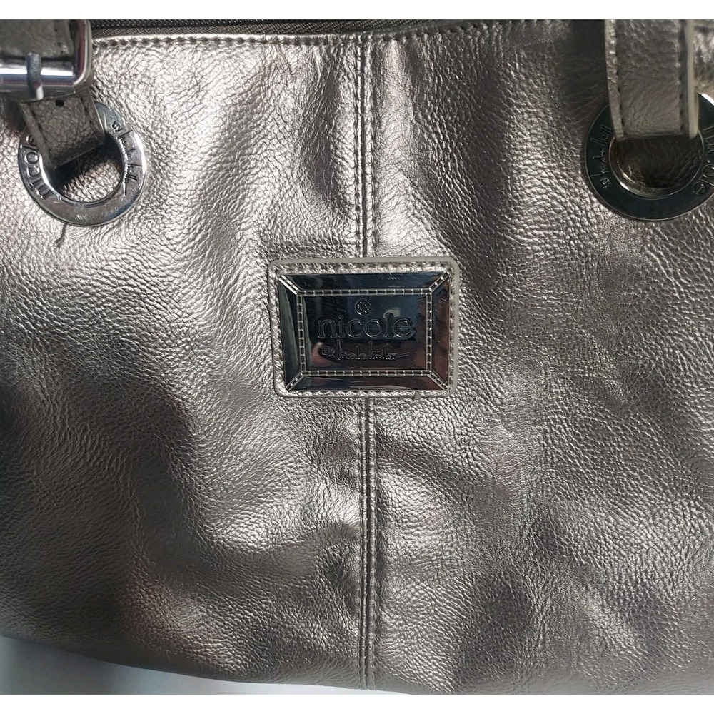 Nicole By Nicole‎ Miller Gold Tone Pebbled Body Adjustable Straps Pockets
